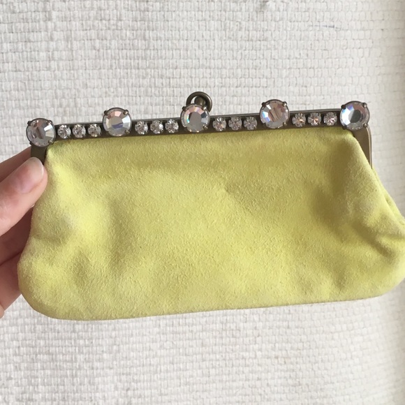 Prada Accessories - Miu Miu Prada Suede Leather Crystal Pouch Purse
